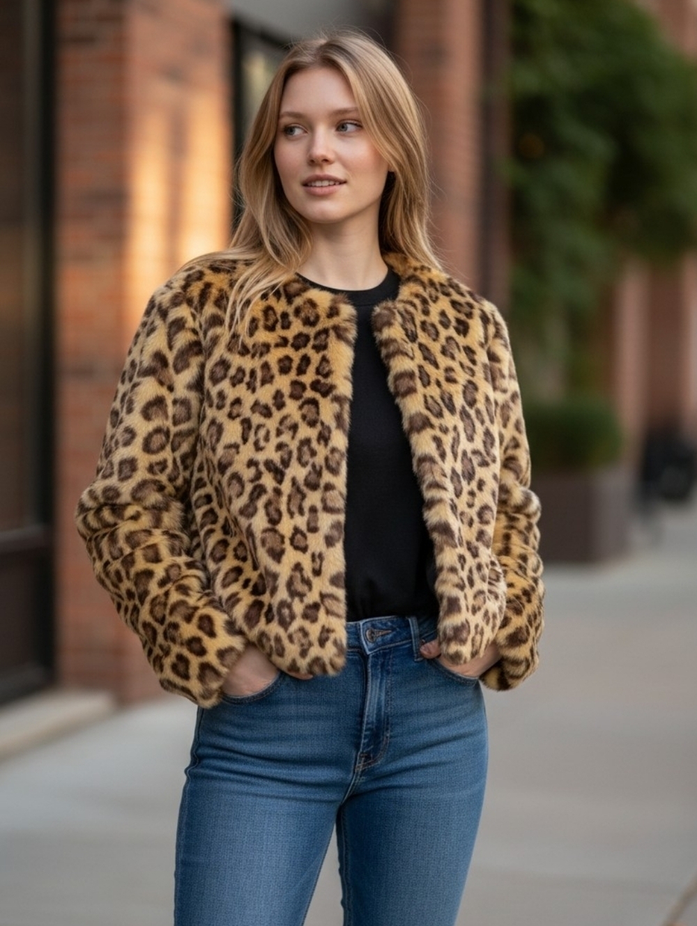 NWT Band of Gypsies Leopard Faux Fur Coat S